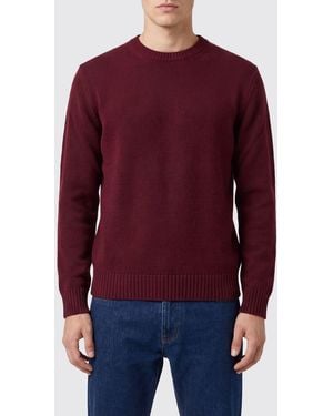 Ballantyne Crew-Neck Merino Wool Sweater With Ribbed Trims - Red