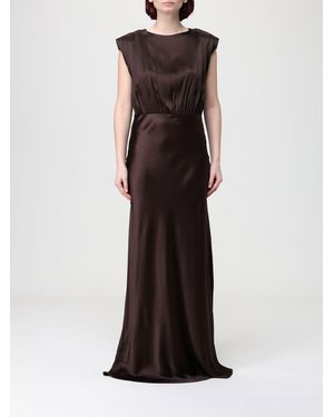Semicouture Long Silk Dress - Brown