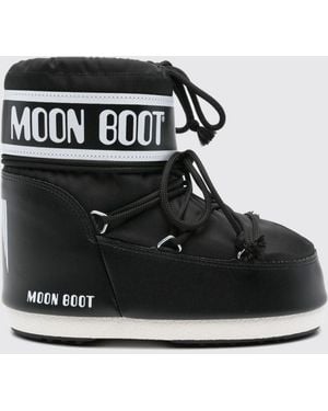 Moon Boot Bottes De Neige Basses En Nylon Avec Logo Et Lacets Réglables - Noir
