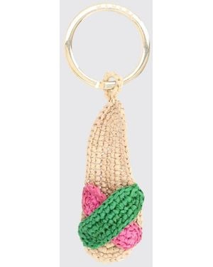 Manebí Espa Two-Tone Crochet Raffia Keyring - White