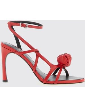 ROTATE BIRGER CHRISTENSEN Leather Sandals With Knot Application - Red