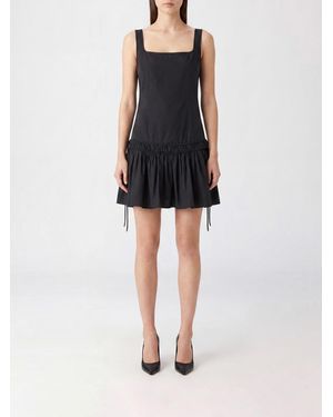 Pinko Enna Off-The-Shoulder Square Neck Cotton Mini Dress - Black