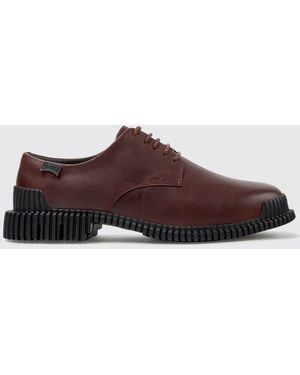 Camper Pix Smooth Leather Derby Shoes With Xl Extralight Sole And Low Heel - Brown