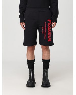 McQueen Logo-Print Cotton Shorts - Black