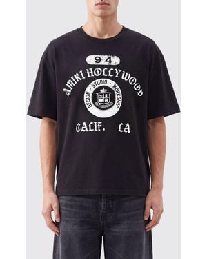 Amiri Cotton T-Shirt With Contrasting Logo And Dropped Shoulders - Blue