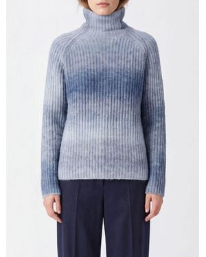 Kangra Slim Fit Alpaca And Nylon Turtleneck Sweater With Abstract Pattern - Blue