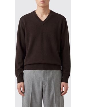 Dries Van Noten V-Neck 100% Cashmere Jumper With Ribbed Trims - Black