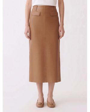 Fabiana Filippi Faux Leather Midi Skirt - Brown