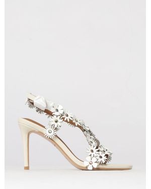 Kurt Geiger Leather Sandal With Flowers And Rhinestones - Natural