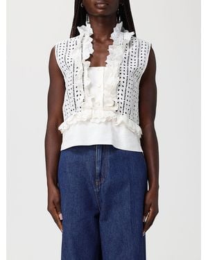 Alberta Ferretti Cotton And Linen Blend Top - Blue