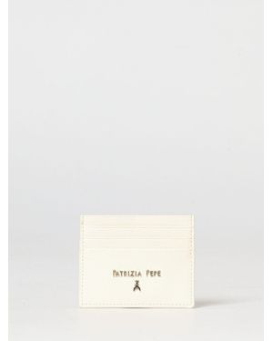 Patrizia Pepe Flat Grained Leather Card Holder With Seven Slots And Lettering Logo - Natural