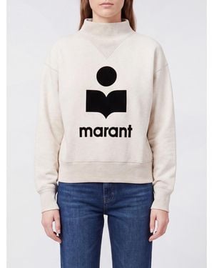 Isabel Marant Flocked Logo Cotton-Blend Crewneck Sweatshirt - White