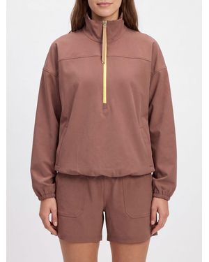 Alysi Short Cotton Windbreaker Jacket With High Neck, Half-Zip And Dropped Shoulders - Red