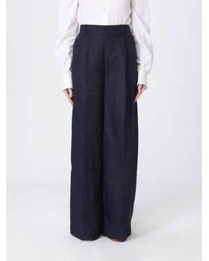 Ralph Lauren Wide Leg Linen Blend Pants - Blue