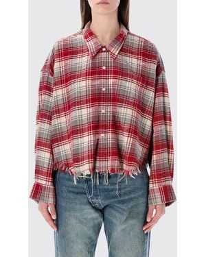 R13 Cotton Check Print Shirt - Red