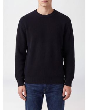 Golden Goose Crewneck Cotton-Blend Jumper With Ribbed Trims And Logo - Blue