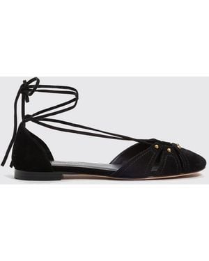 Twinset Suede Ballerinas With Studs - White