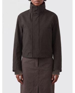 Victoria Beckham Cotton Short Jacket With Funnel Neck And Dropped Shoulders - Grey