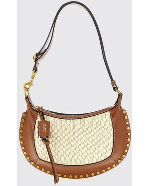 Isabel Marant Oskan Moon Leather And Raffia Bag - White
