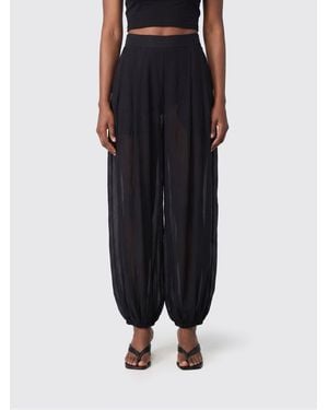 Semicouture High-Waisted Wide-Leg Cotton And Silk Pants - Black
