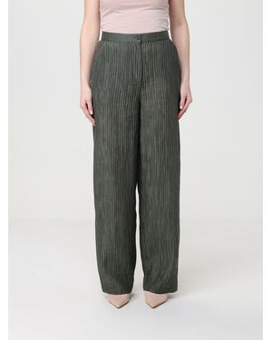 Emporio Armani Pleated Lyocell Blend Palazzo Trousers - Green