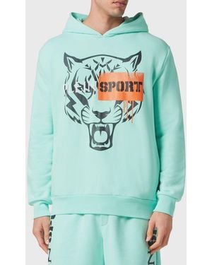 Philipp Plein Relaxed Fit Jersey Hoodie With Printed Logo - Green