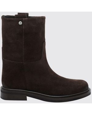 Poeve Bikerstiefel Aus Glattleder Mit Doppelter Zuglasche - Schwarz