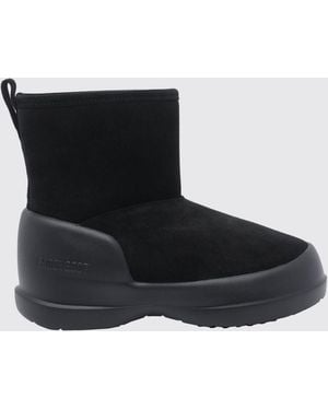Moon Boot Mezzaluna Suede Snow Boots With Embossed Logo - Black