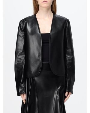 MEIMEIJ Blazer Corto De Piel Sintética Con Diseño Abierto En La Parte Delantera - Negro