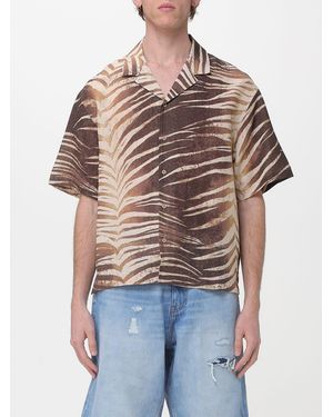 Just Cavalli Zebra Print Cotton And Linen Shirt - Natural