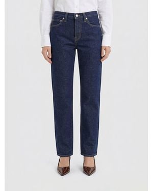 KHAITE Cotton Denim Farley Straight Jeans - Blue