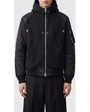 Sacai Sudadera Bicolor De Algodón Y Nailon Con Capucha, Cremallera Y Bolsillo De Parche - Azul
