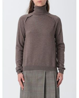 Dondup Long-Sleeved Wool Turtleneck Sweater With Ribbed Hems - Brown