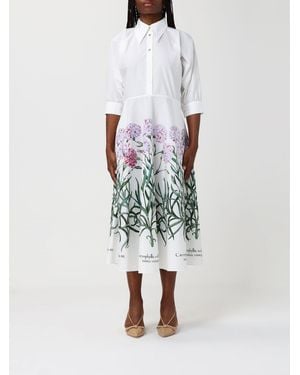 Alberta Ferretti Cotton Shirt Dress With Floral Print - White
