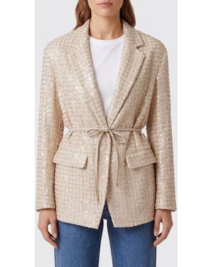 Brunello Cucinelli Silk Organza Blazer With Embroidered Sequins - Natural