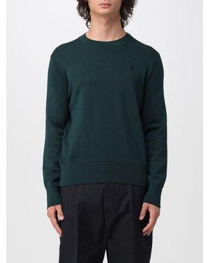 Ami Paris Wollpullover Mit Rundhalsausschnitt Und Ami De Coeur-Logostickerei - Blau