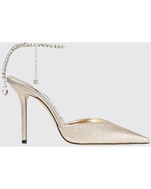 Jimmy Choo Saeda Pumps Aus Kristallverziertem Stoff Mit Knöchelriemen - Weiß