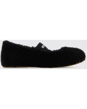 Moon Boot Shearling Mary Jane Flats With Round Toe - White