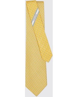 Ferragamo Bassotto All-Over Fauna Print Silk Tie - White
