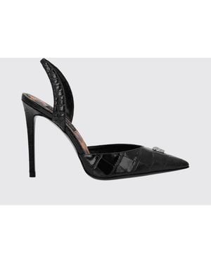 Philipp Plein Croc-Effect Leather Slingback Pumps With Rhinestones And Skull - Black
