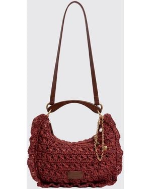 Twinset Crochet Raffia Bag - Red