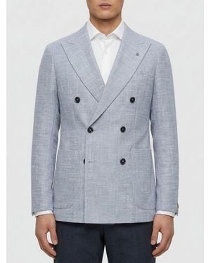 Tagliatore Double-Breasted Wool Blend Blazer - Grey