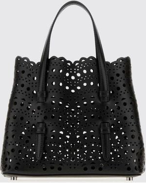 Alaïa Small Mina Perforated Smooth Calfskin Leather Handbag - Black