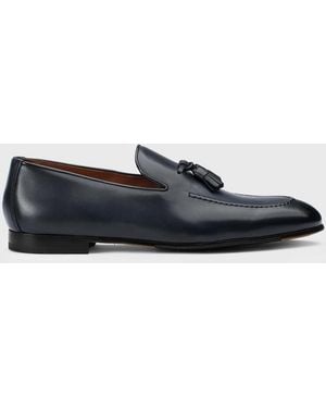 Doucal's Leather Loafers With Tassels - Blue