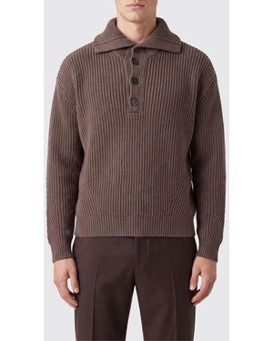 Dries Van Noten V-Neck Ribbed Pure Wool Cardigan With Button Closure - Brown