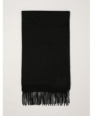 Max Mara Dalia Monogram Pure Cashmere Scarf With Fringed Edges - Black