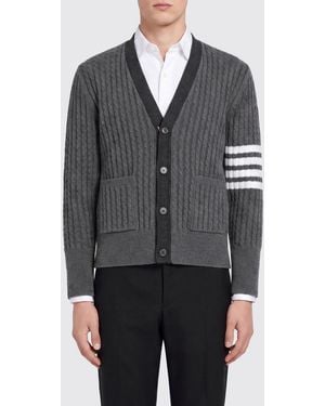 Thom Browne 4-Bar V-Ausschnitt Cardigan Aus Schurwolle - Grau