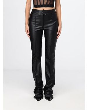 Elisabetta Franchi Faux Leather Flared Trousers With A Mid-Rise Waist - Black