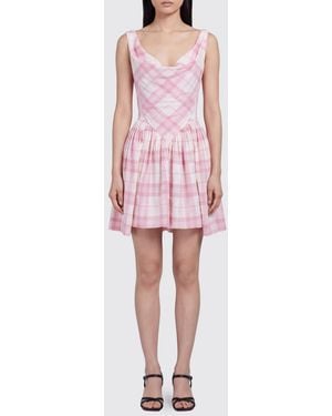 Vivienne Westwood Check Cotton Bustier Mini Dress With Off-The-Shoulder Style - Pink
