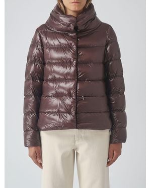 Herno Kurze Gesteppte Ultraleicht-Nylon-Daunenjacke Mit Stehkragen Und Kordelzug - Braun